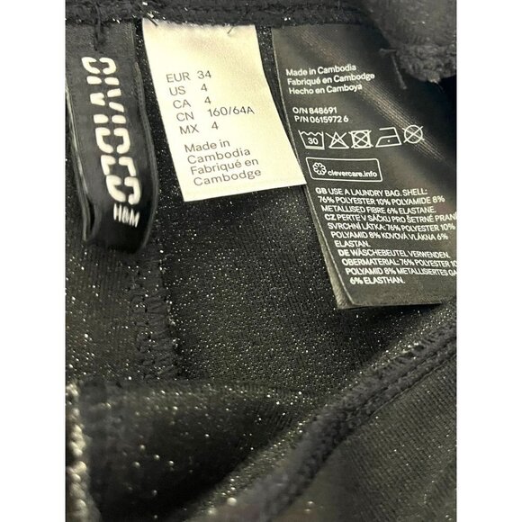 H&M Divided Pants Women's Size 4 Glitter Sparkle Stretch Silver - Picture 3 of 7